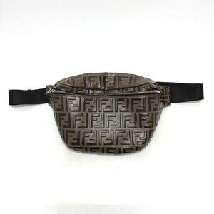FENDI Black Leather Zucca Shoulder Bag